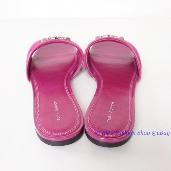 NIB Tory Burch Eleanor Leather Slide Fuchsia Hot Pink US 8 8.5 9 9.5 10 AUTHENTC - Picture 15 of 16